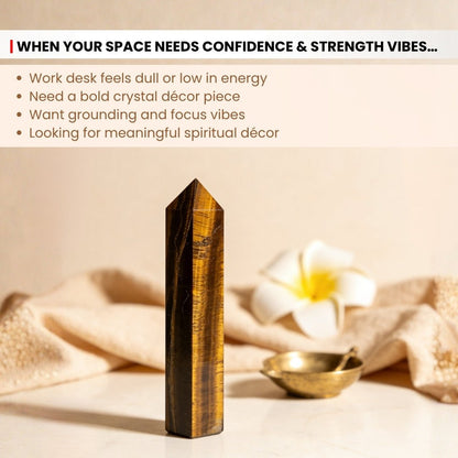 Tiger Eye Obelisk Tower Points Jumbo Wand - Crystal/Reiki/Chakra Healing - plusvalueindia