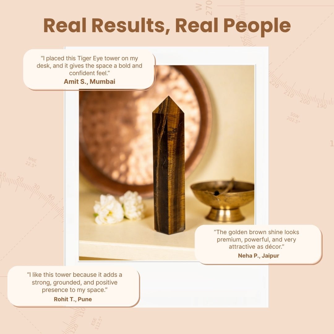 Tiger Eye Obelisk Tower Points Jumbo Wand - Crystal/Reiki/Chakra Healing - plusvalueindia