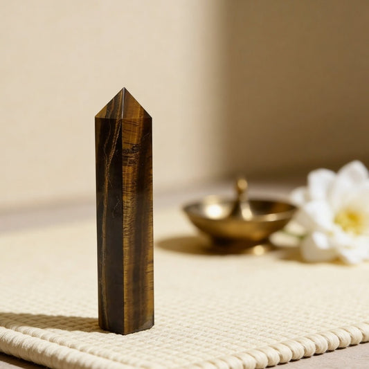 Tiger Eye Obelisk Tower Points Jumbo Wand - Crystal/Reiki/Chakra Healing - plusvalueindia