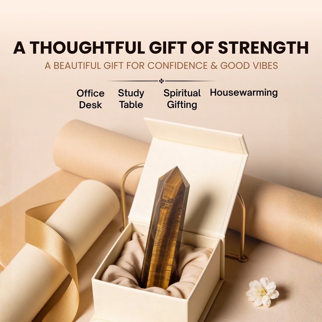 Tiger Eye Obelisk Tower Points Jumbo Wand - Crystal/Reiki/Chakra Healing - plusvalueindia