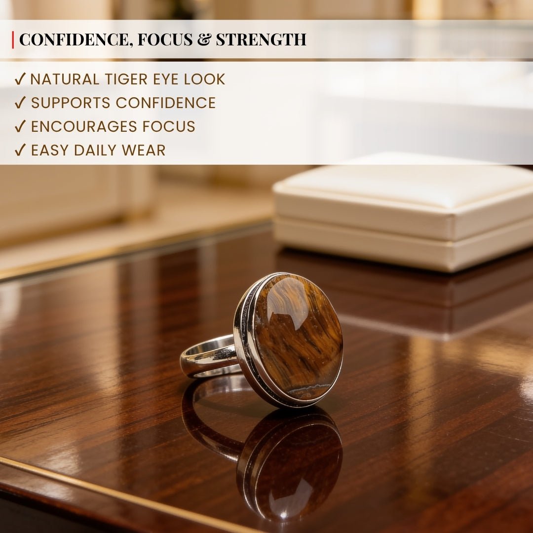 side profile of the tiger eye stone ring