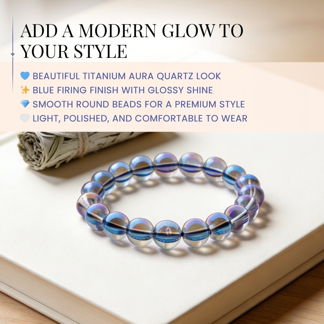 Titanium Aura Quartz - Blue Firing Bracelet - plusvalueindia
