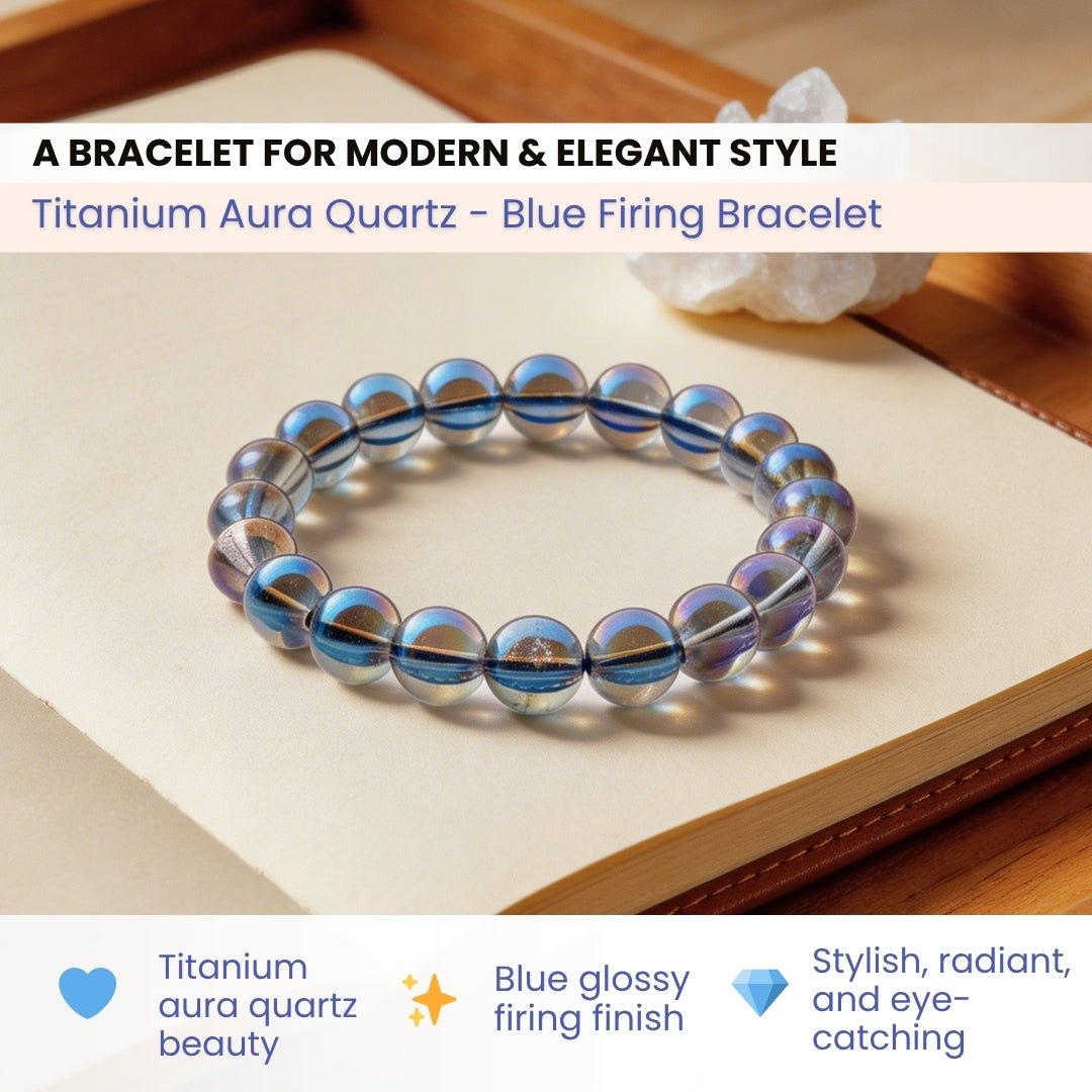 Titanium Aura Quartz - Blue Firing Bracelet - plusvalueindia