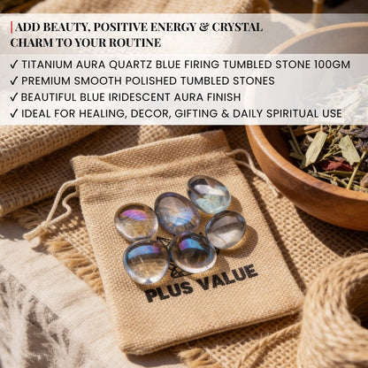 Titanium Aura Quartz Blue Firing Tumbled Stone Pebbles - plusvalueindia