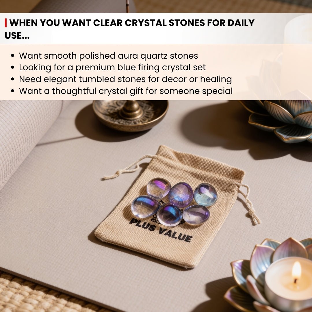 Titanium Aura Quartz Blue Firing Tumbled Stone Pebbles - plusvalueindia