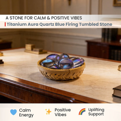 Titanium Aura Quartz Blue Firing Tumbled Stone Pebbles - plusvalueindia