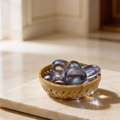 Titanium Aura Quartz Blue Firing Tumbled Stone Pebbles - plusvalueindia
