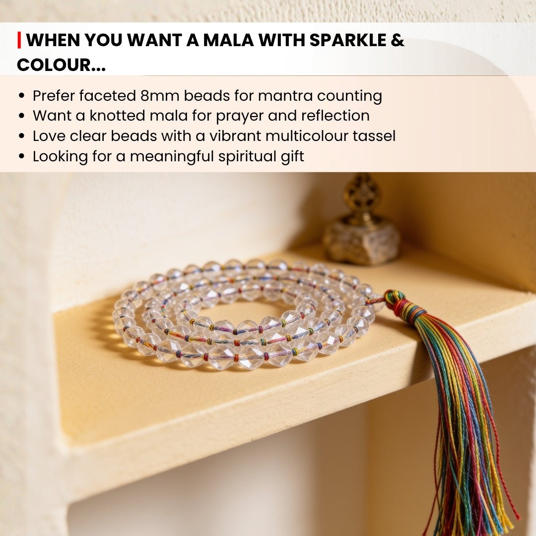 8 mm bead diameter scale measurement diagram for faceted Titanium Aura Quartz japa mala