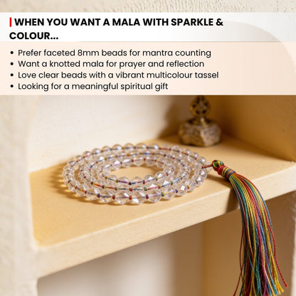 8 mm bead diameter scale measurement diagram for faceted Titanium Aura Quartz japa mala