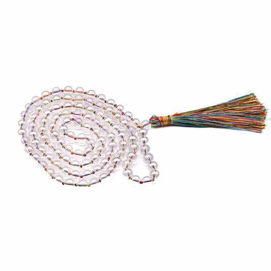 titanium aura quartz crystal firing necklace japa mala 8mm