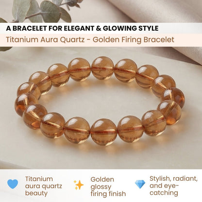 Titanium Aura Quartz - Golden Firing Bracelet - plusvalueindia
