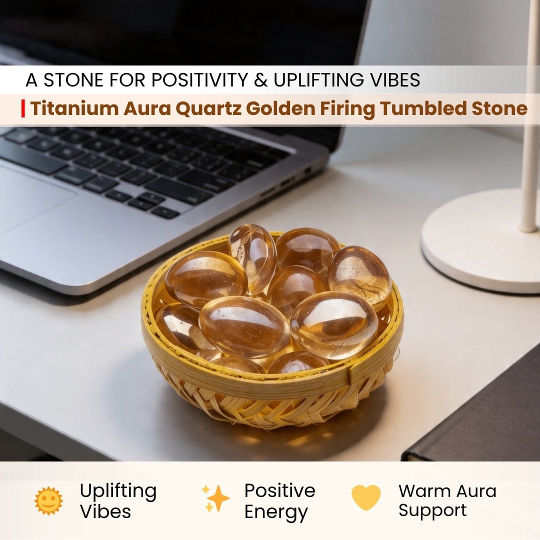 Titanium Aura Quartz Golden Firing Tumbled Stone Pebbles - plusvalueindia