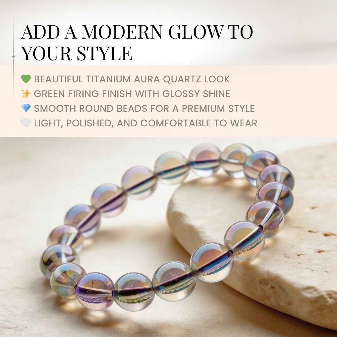 Titanium Aura Quartz - Green Firing Bracelet - plusvalueindia