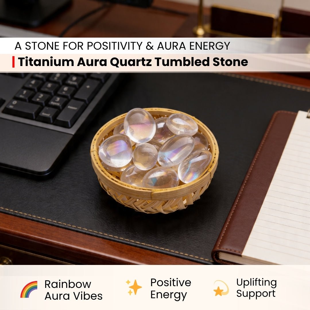 Titanium Aura Quartz - Rainbow Firing Tumbled Stone Pebbles - plusvalueindia