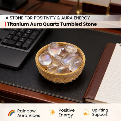 Titanium Aura Quartz - Rainbow Firing Tumbled Stone Pebbles - plusvalueindia
