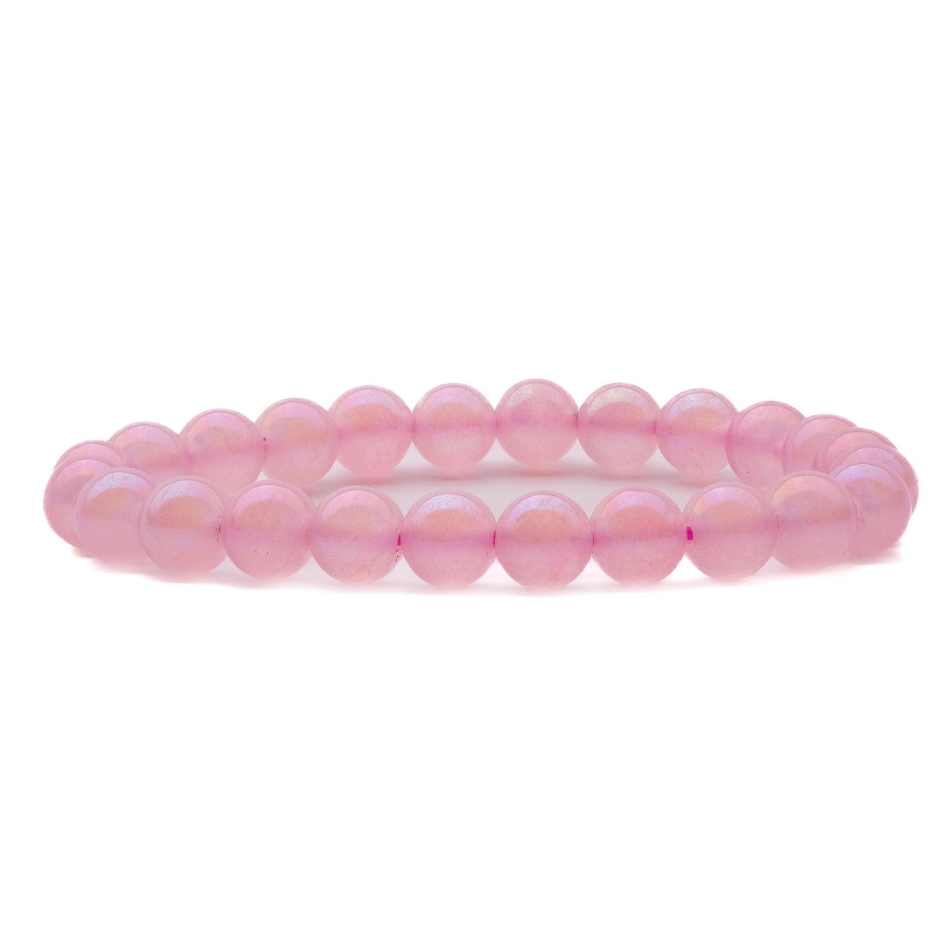 titanium aura quartz rose firing bracelet 8mm beads