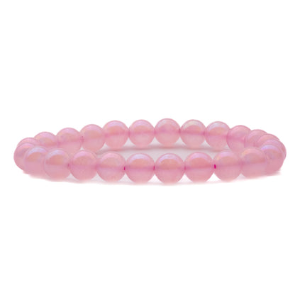 titanium aura quartz rose firing bracelet 8mm beads