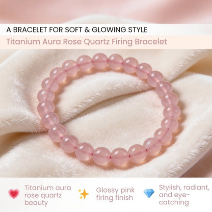 Titanium Aura Rose Quartz Firing Bracelet 8mm for Men & Women - plusvalueindia