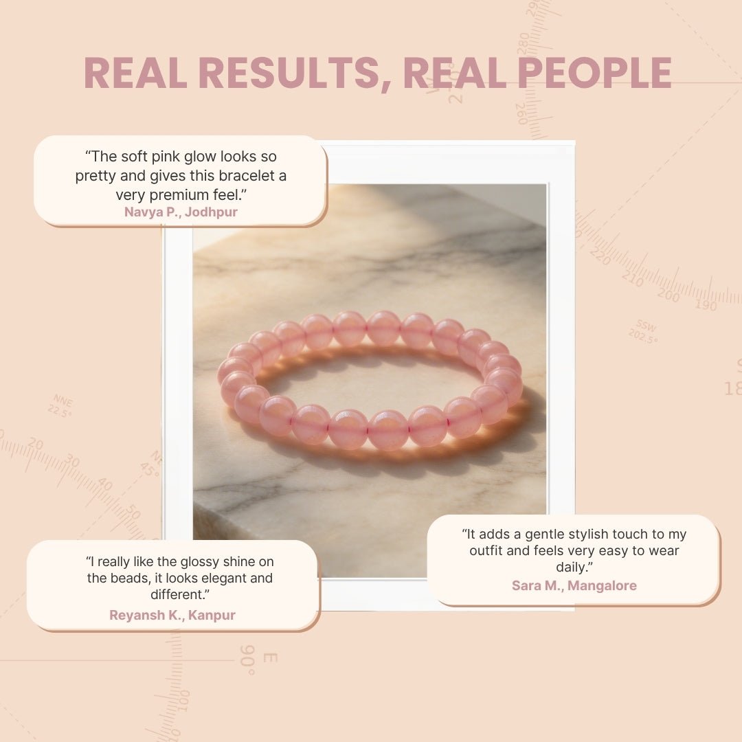 Titanium Aura Rose Quartz Firing Bracelet 8mm for Men & Women - plusvalueindia