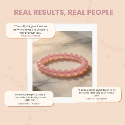 Titanium Aura Rose Quartz Firing Bracelet 8mm for Men & Women - plusvalueindia