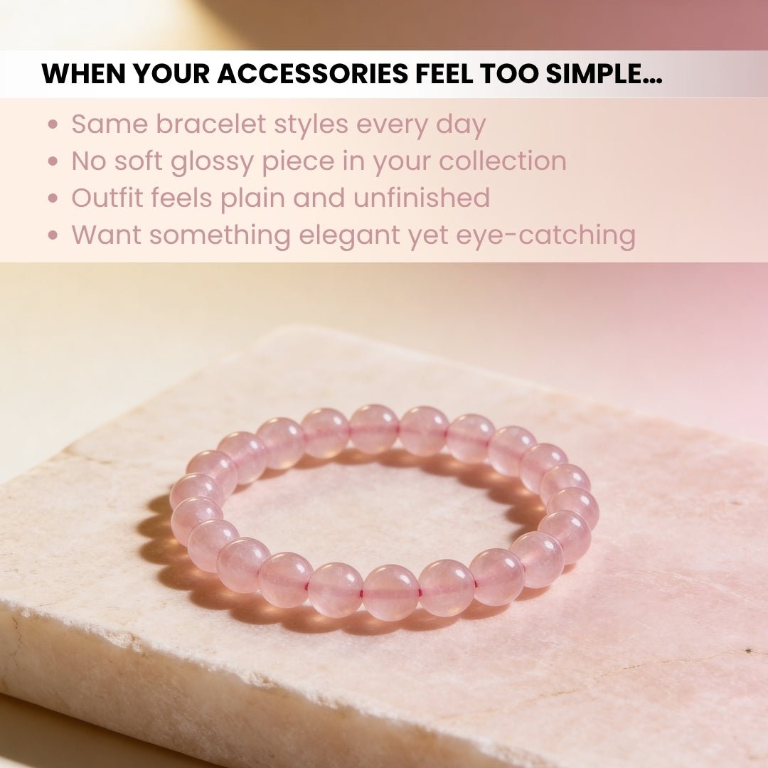 Titanium Aura Rose Quartz Firing Bracelet 8mm for Men & Women - plusvalueindia