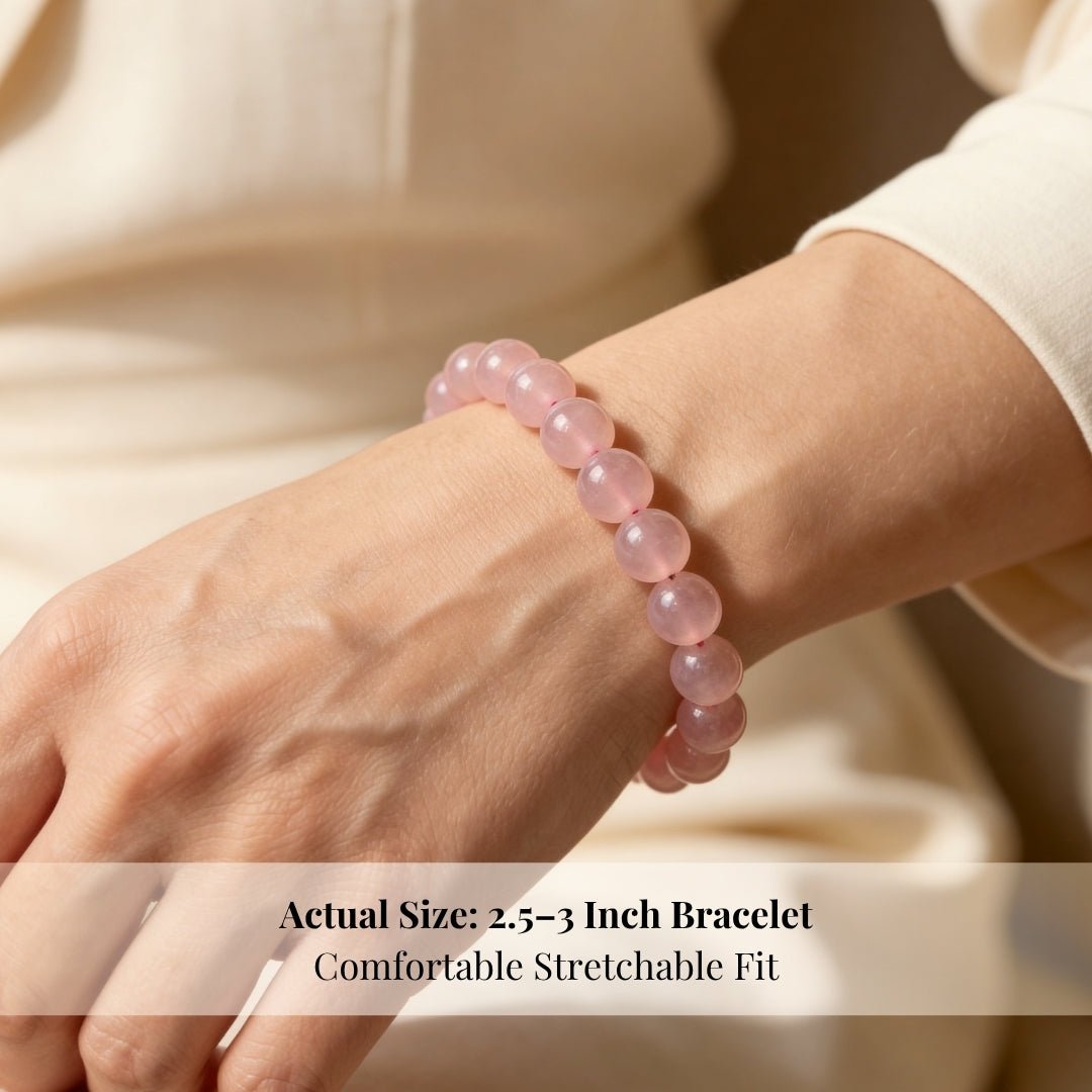 Titanium Aura Rose Quartz Firing Bracelet 8mm for Men & Women - plusvalueindia
