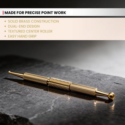 central roller detail on the brass jimmy massage tool
