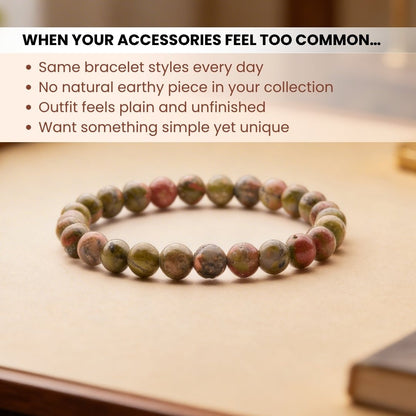 Unakite Bracelet - Stone of Vision - plusvalueindia