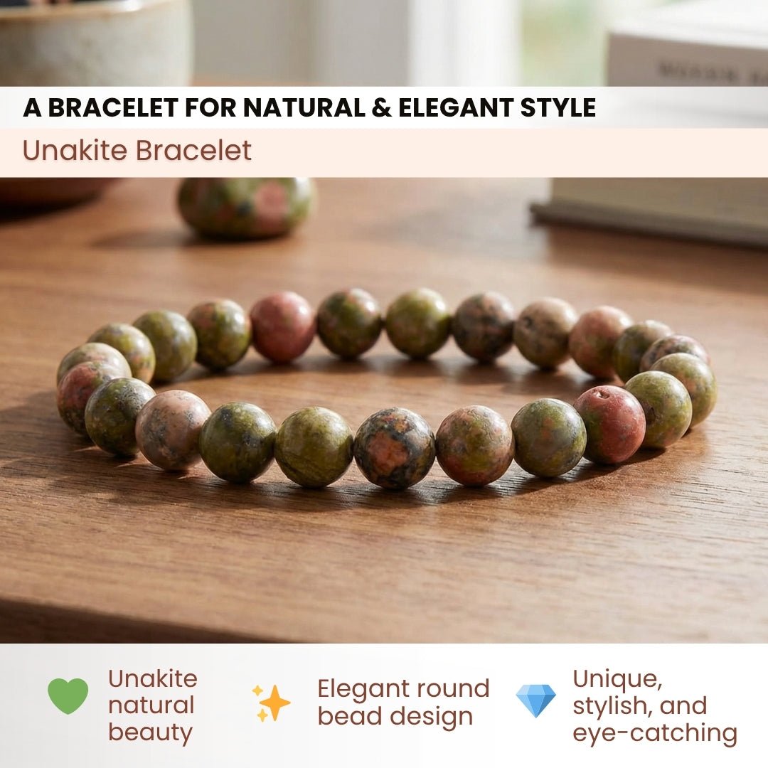 Unakite Bracelet - Stone of Vision - plusvalueindia