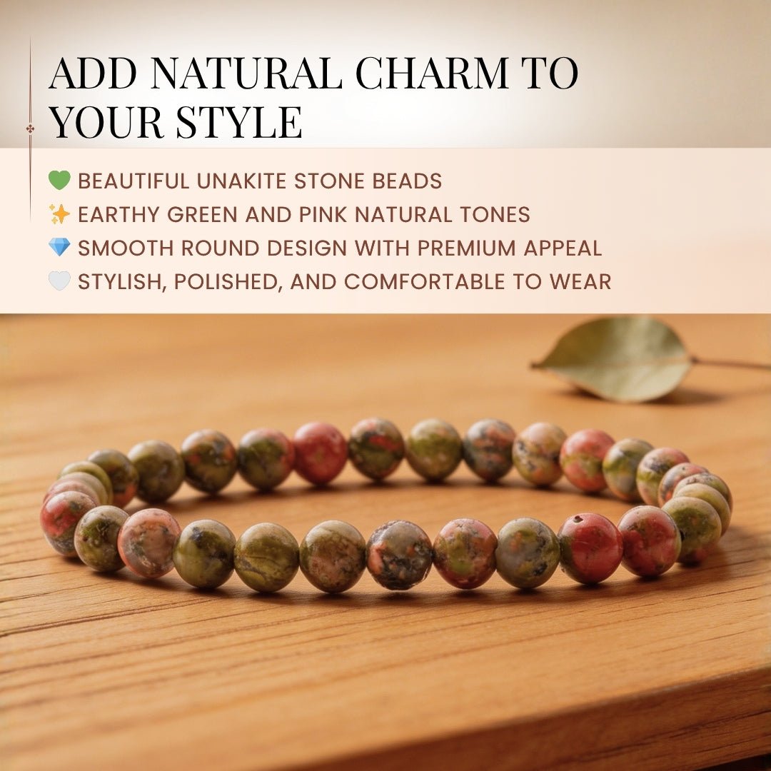 Unakite Bracelet - Stone of Vision - plusvalueindia