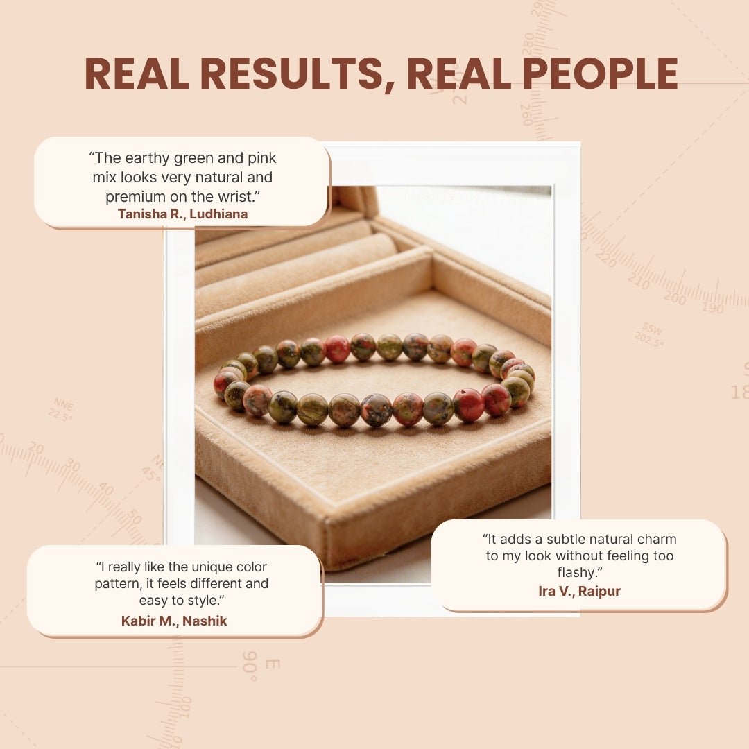 Unakite Bracelet - Stone of Vision - plusvalueindia