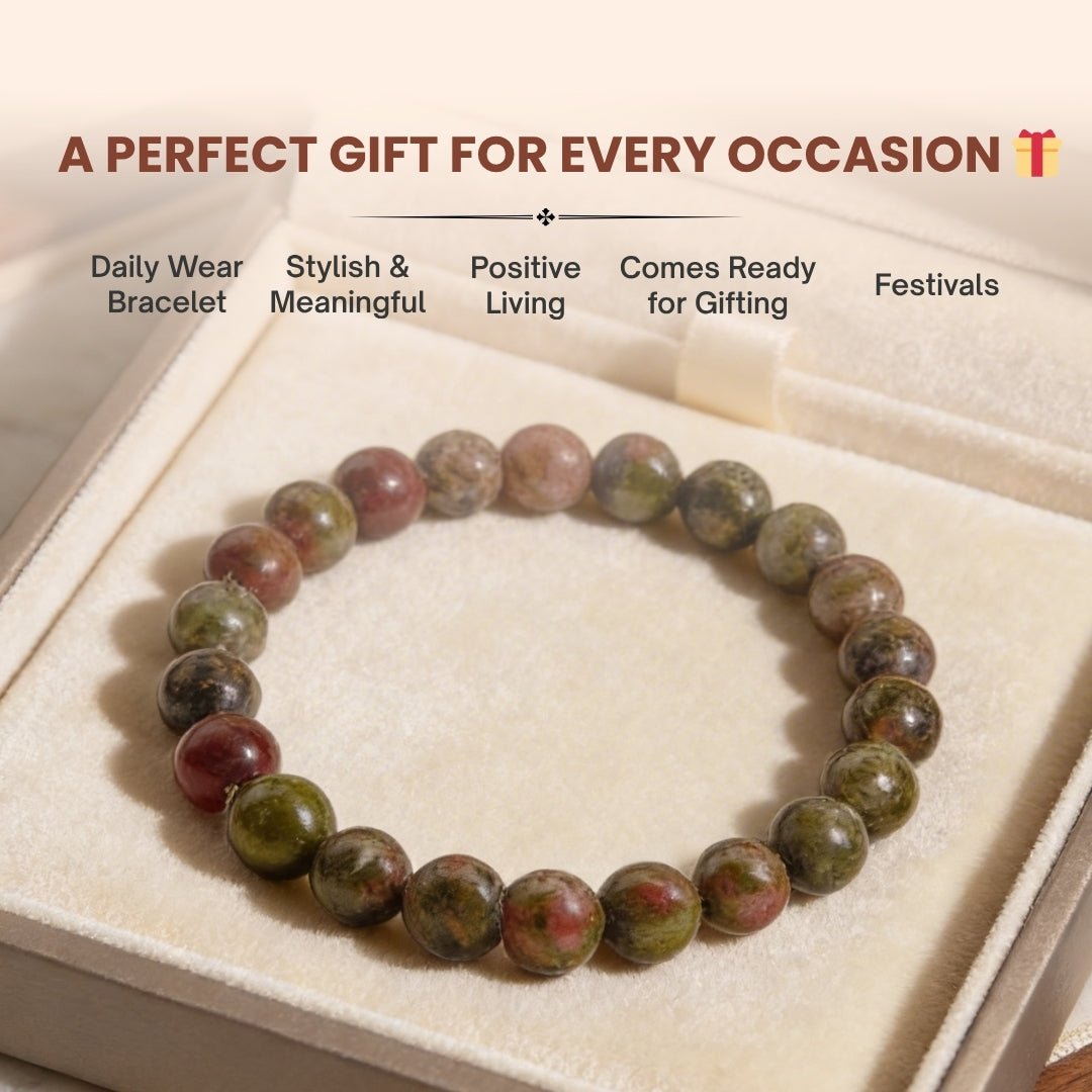Unakite Bracelet - Stone of Vision - plusvalueindia