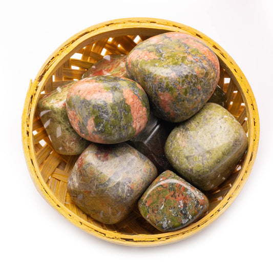 unakite tumble pebble stone 200gm basket