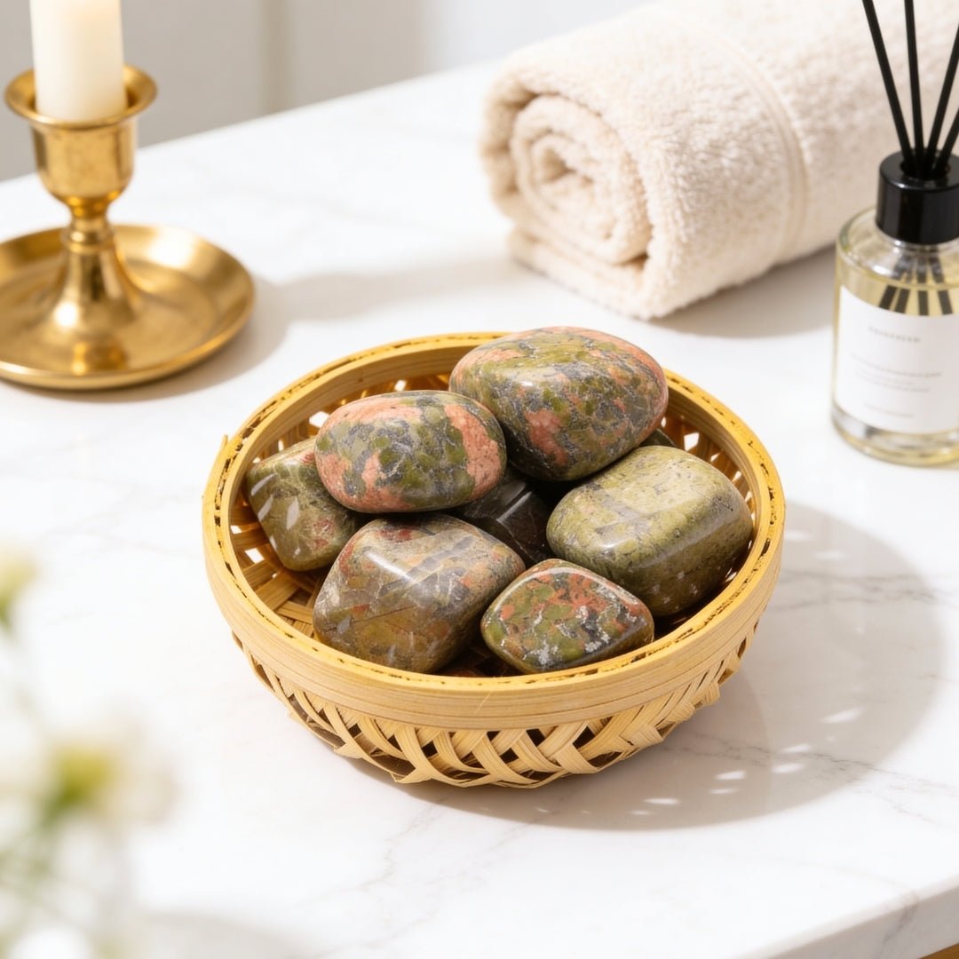 Unakite Tumbled Stone Pebbles - plusvalueindia