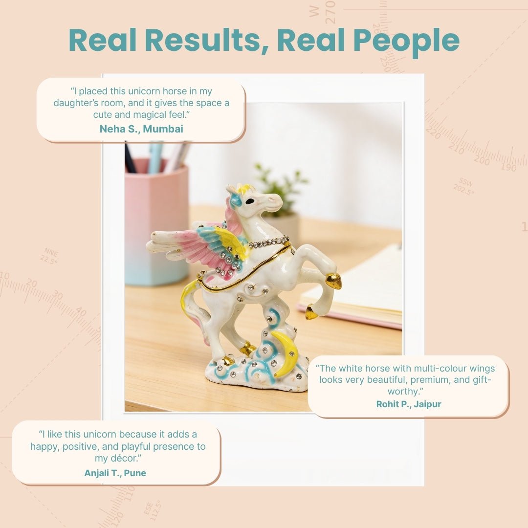 Flying White Horse Feng Shui Vastu Product Home & Office - plusvalueindia