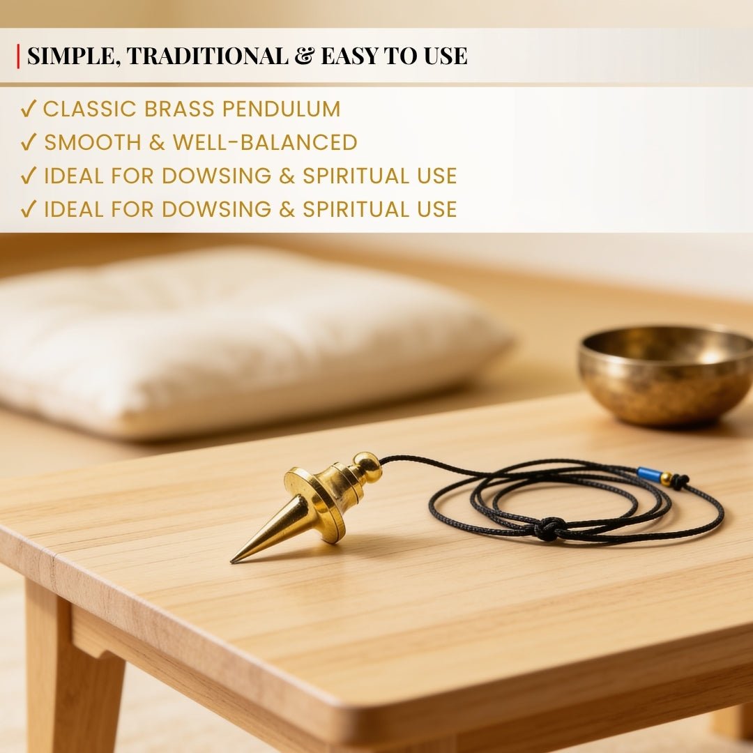 side profile of universal brass pendulum with balanced metal body