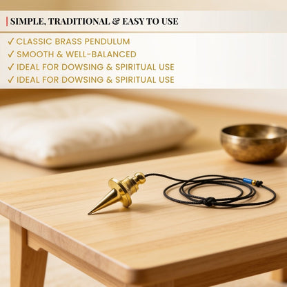 side profile of universal brass pendulum with balanced metal body
