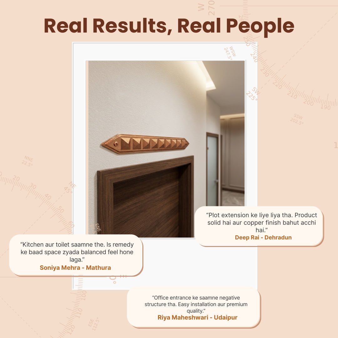 Copper Strip Pyramid Divider for Vastu - Remedy for Wrong Toilet Direction, Cuts & Extensions - plusvalueindia