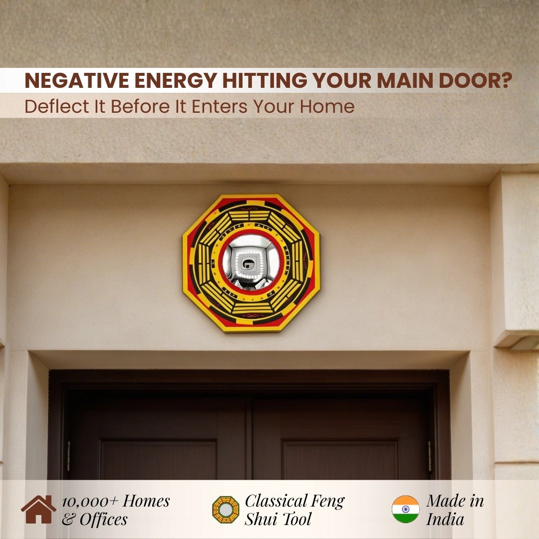 Vastu Feng Shui Bagua Pakua Convex Mirror Deflect Negative Energy & Protection for Home & Office Main Door & Entrance - plusvalueindia