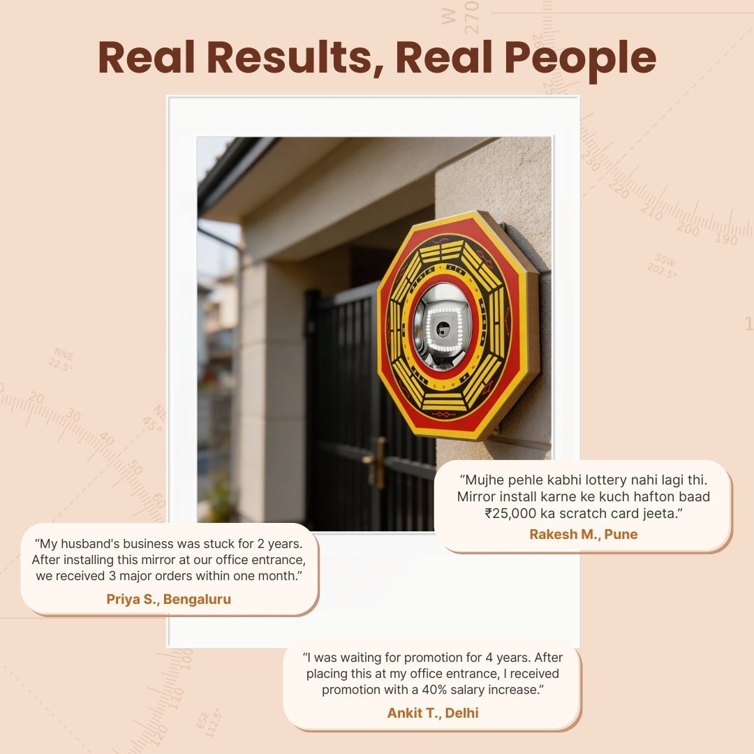 Vastu Feng Shui Bagua Pakua Convex Mirror Deflect Negative Energy & Protection for Home & Office Main Door & Entrance - plusvalueindia