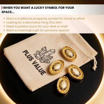 polished golden metal finish on the four feng shui ingots