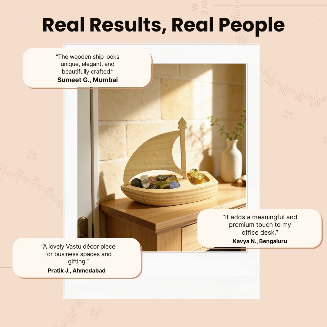 Vastu Feng Shui Ship With Ingot and Crystals for Abundance of Wealth - plusvalueindia
