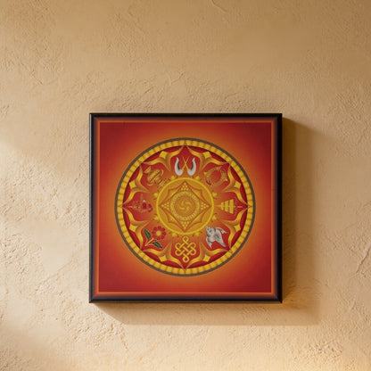 vastu mangal wooden frame with eight multicolour auspicious symbols