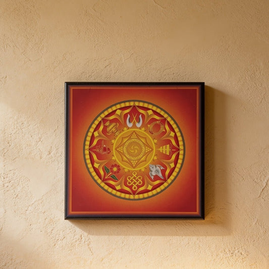vastu mangal wooden frame with eight multicolour auspicious symbols
