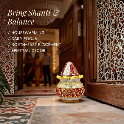 Vastu Mangal Kalasha – Marble Pot with Marble Nariyal – Ideal for Housewarming, Gifting, and Pooja Essentials - plusvalueindia