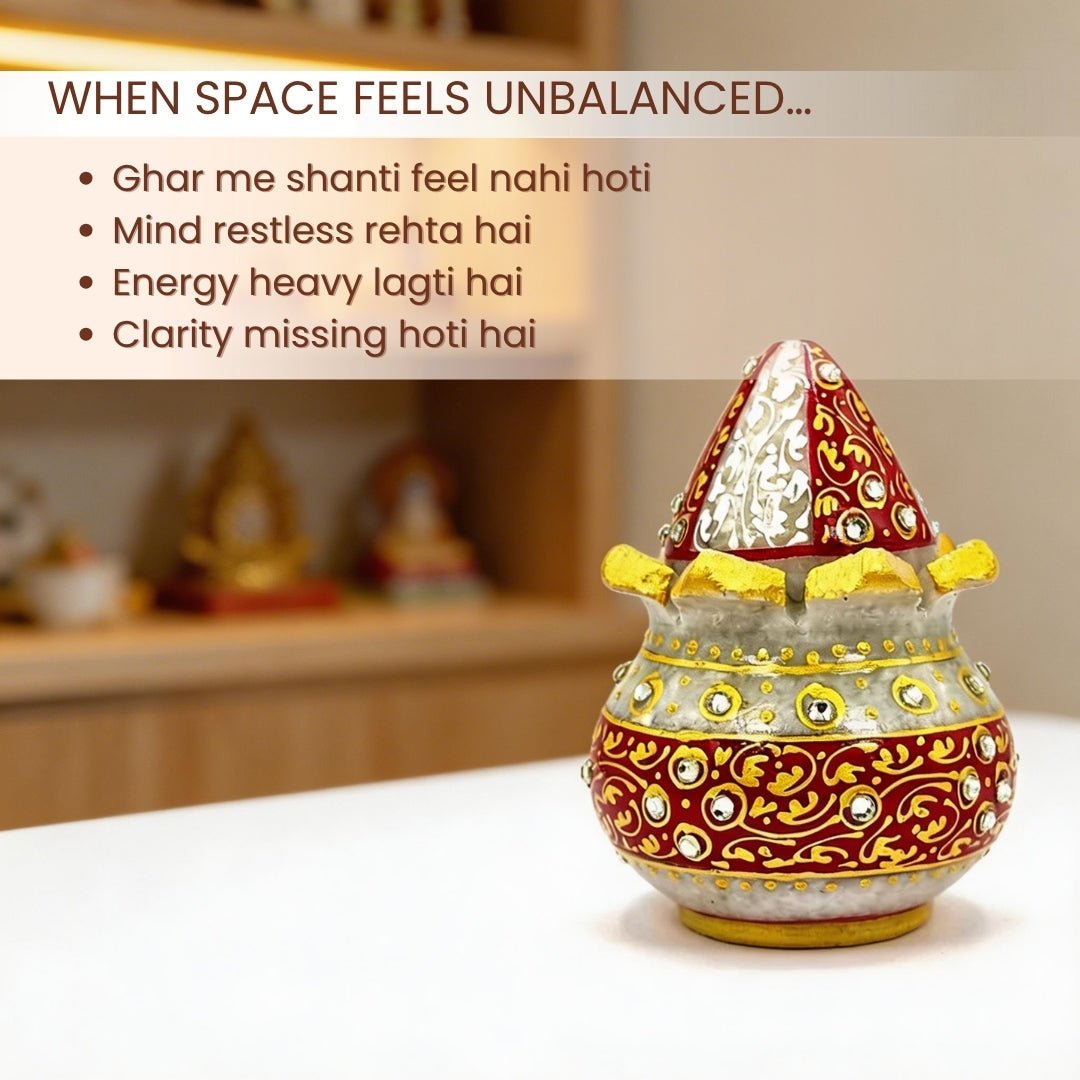 Vastu Mangal Kalasha – Marble Pot with Marble Nariyal – Ideal for Housewarming, Gifting, and Pooja Essentials - plusvalueindia
