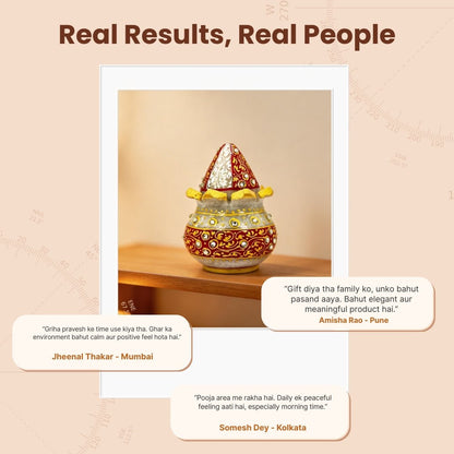 Vastu Mangal Kalasha – Marble Pot with Marble Nariyal – Ideal for Housewarming, Gifting, and Pooja Essentials - plusvalueindia