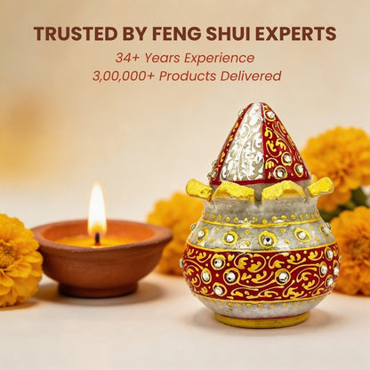 Vastu Mangal Kalasha – Marble Pot with Marble Nariyal – Ideal for Housewarming, Gifting, and Pooja Essentials - plusvalueindia