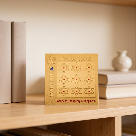 golden square power card with Kalpavriksha and Shatkona symbols