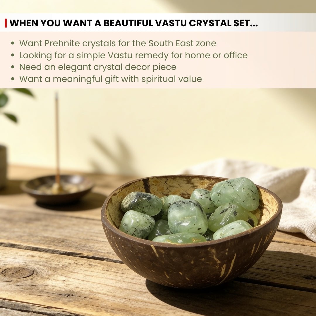 natural coconut bowl texture beneath the prehnite crystals